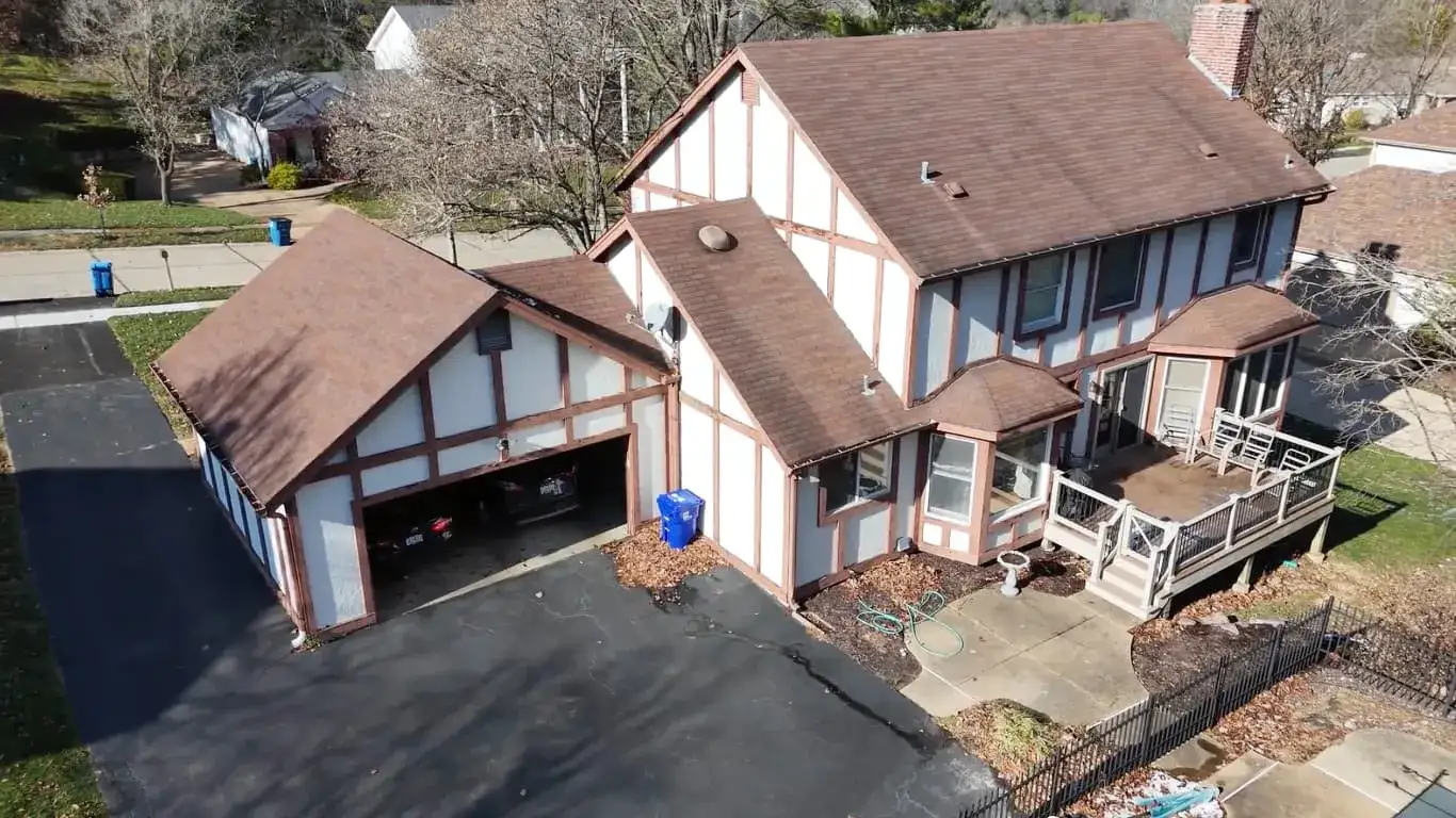 A house before a full roof replacement